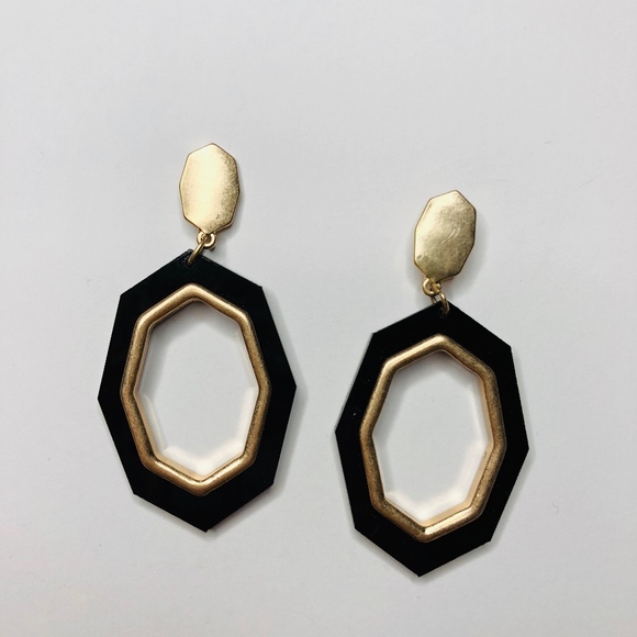 Kimora Celluloid Metal Octagon Hoop Dangle Earring - Picture 5 of 8